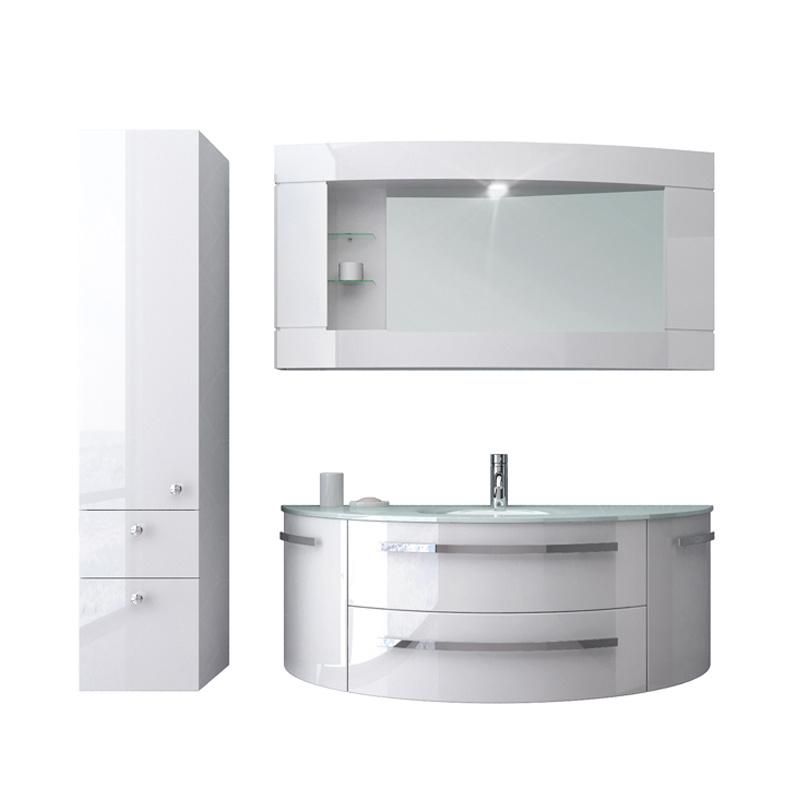 Best Selling White Bathroom Furniture PVC Bathroom Cabinet Home Furniture with LED Mirror