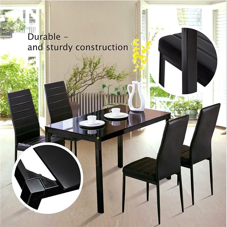 Europen Design Outdoor Modern Restaurant Arm Chairs Rectangular Glass Dining Table Set
