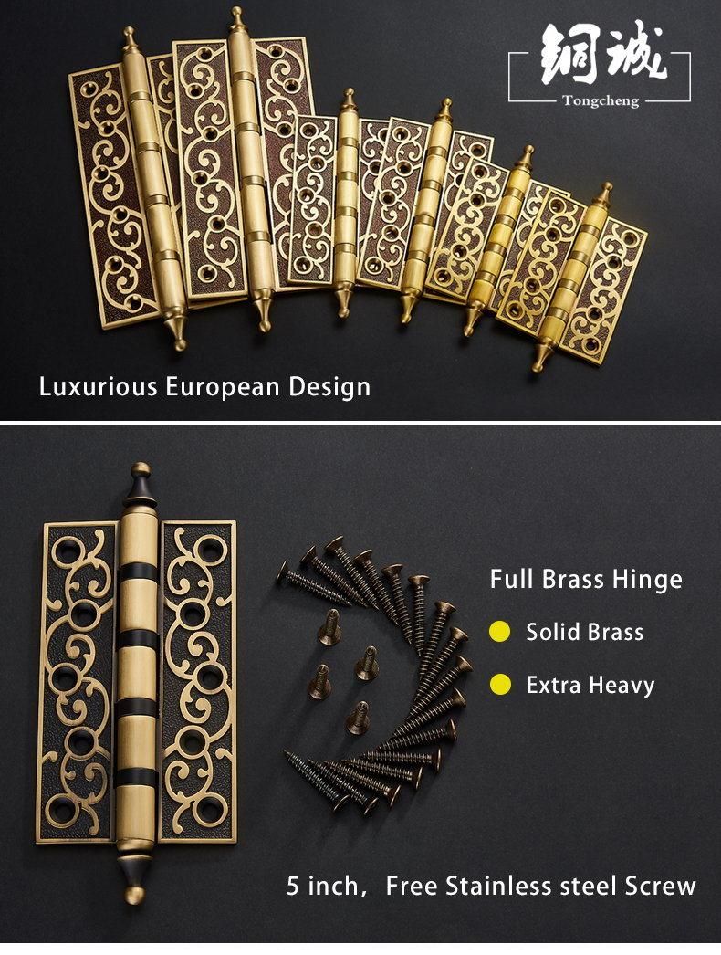 Full Brass Wooden Door Hinge Forging Copper Hinge