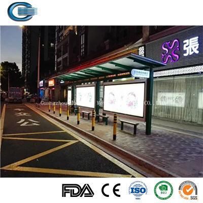 Huasheng Cantilever Bus Shelter China Bus Stop Shelter Station Suppliers New Design Bus Stop Shelters Advertising Steel Structure Bus Shelter