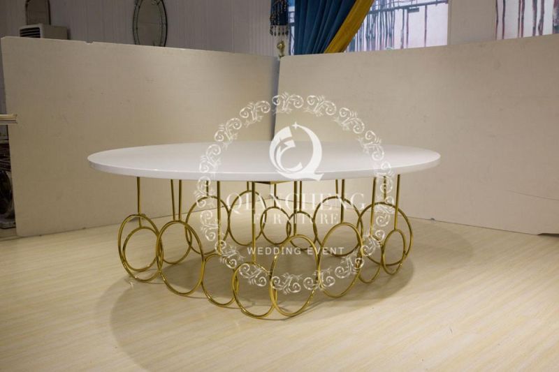 Big Size Half Moon Wedding Table with Stainless Steel Frame
