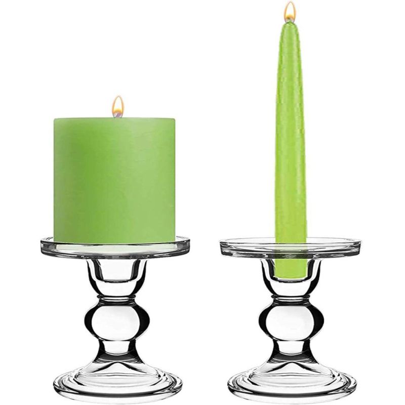 Glass Candle Holder Multiple Size Choices Pillar & Taper Candle Holders Wedding Centerpieces Candlestick Holders