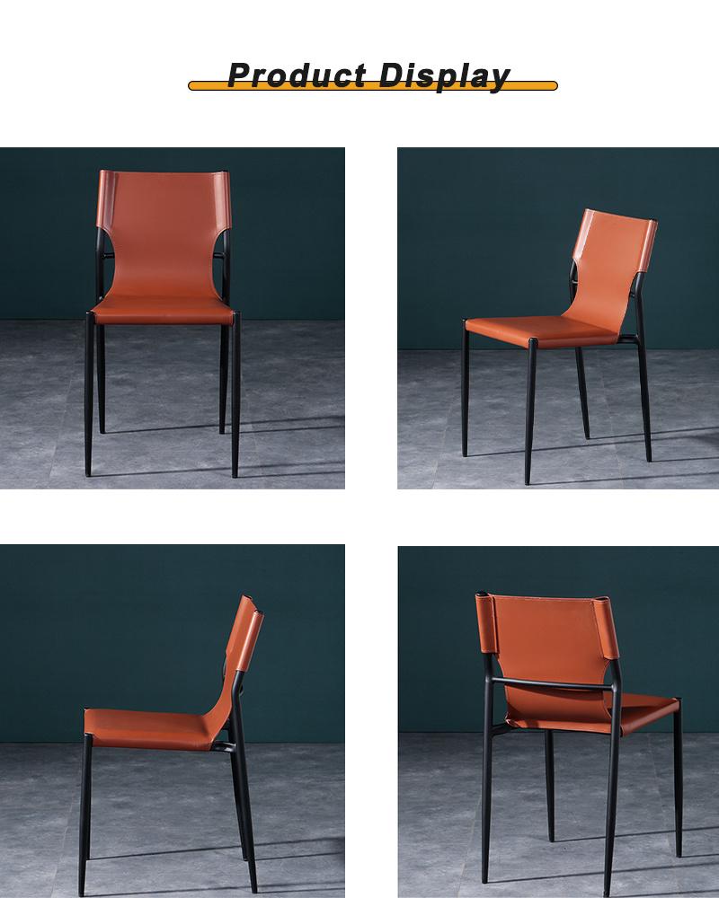 PU Leather Stackable Metal Steel Restaurant Dining Chair Rental Event Wedding Dining Furniture