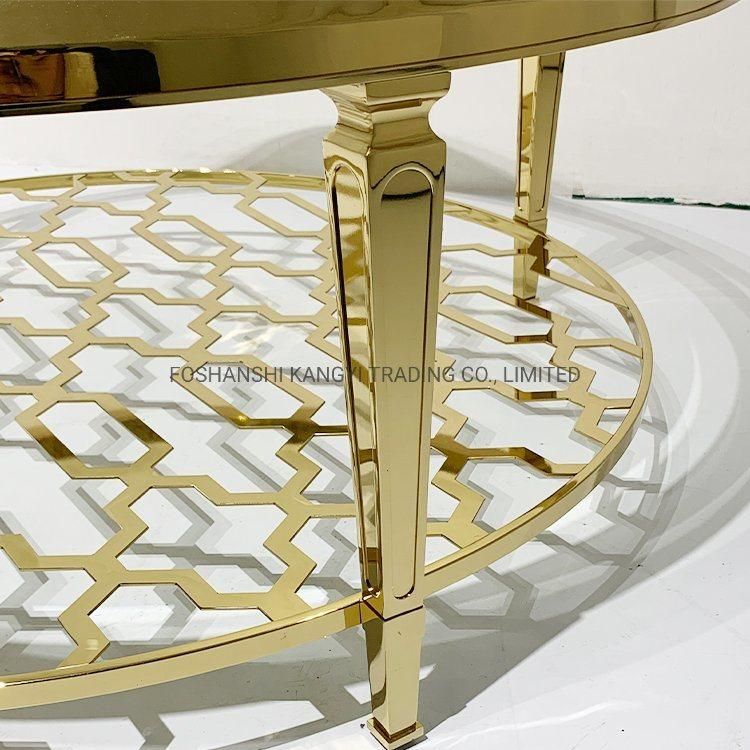 Living Room Gold Stainless Steel Frame Glass Coffee Table Modern Furniture Outdoor Garden Coffee Tables Hotel Furniture