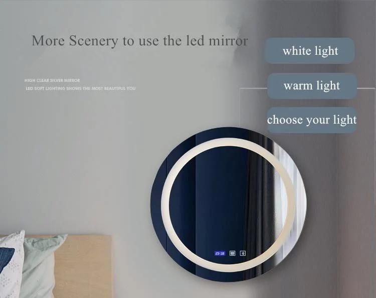 Smart Home Furniture Glass Colored Mirror LED Bathroom Mirror Wall Mirrors