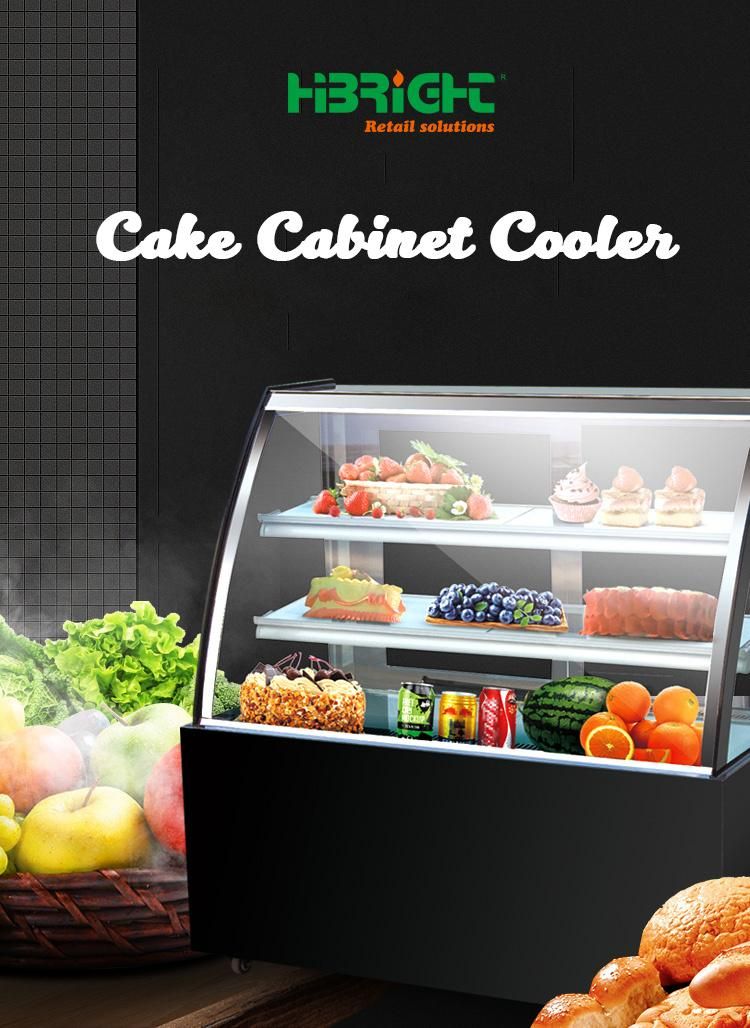 2~8 Degree Cake Cabinet Cooler with Curved Glass