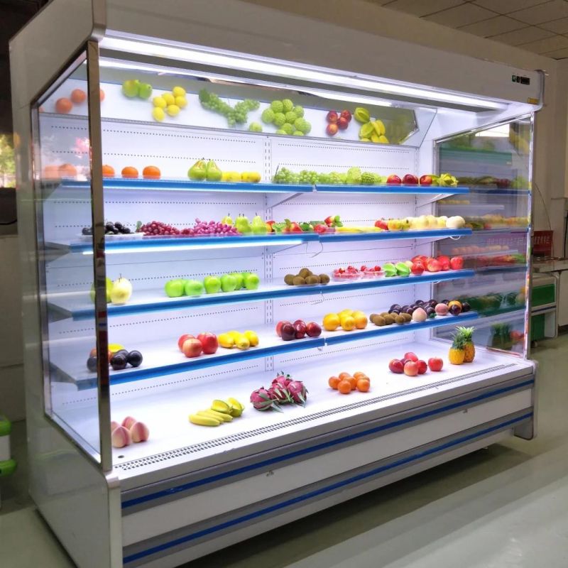Fruit Vegetable Beverage Open Multi Deck Display Showcase