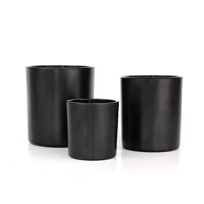 4oz 12oz 18oz Matte Black Round Glass Candle Holder for Scented Candle Making