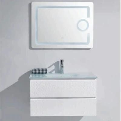 Simple Style Wall Mounted PVC Cabinet with LED Mirror, with Tempered Glass