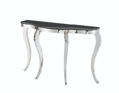 Modern Stainless Steel Console Table with Glass Top