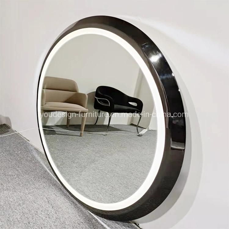 Modern Silver Frame Round Mirrors LED Bathroom Makeup Hollywood Wall Glass Mirror Decor Furniture