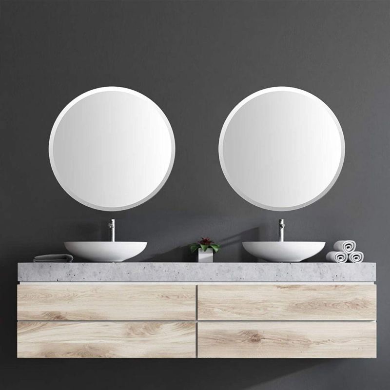 Framless Wall Mirror, Bathroom Mirror, Circle Mirror, Round Mirror, Vanity Mirror, Makeup Mirror Weith Bevel Edge Design
