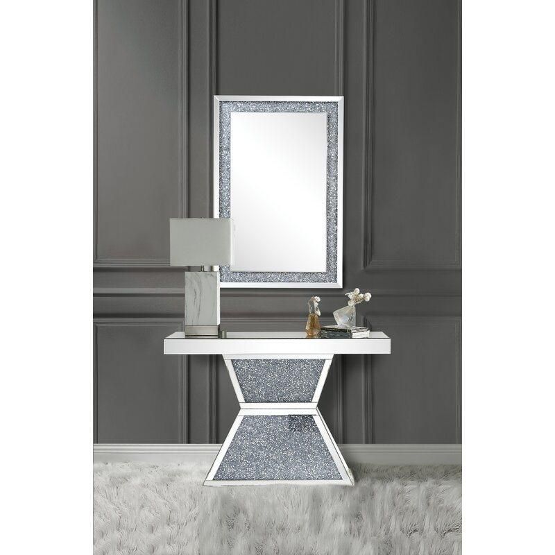 Luxury Various Shaped Mirrored Console Table Crushed Diamond Glass Rectangular Console Table for Living Room