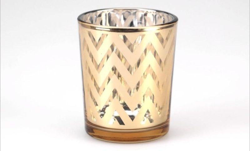 Amazon Hot Sale Customized Tealight Metallic Candle Glass Holder for Home Decor