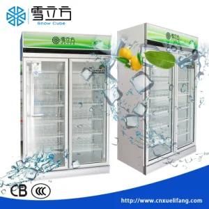 Upright Supermarket Commercial Use with Single Hinge Glass Door Display Fridge Cooler Beverage Showcase Refrigerators Equipment