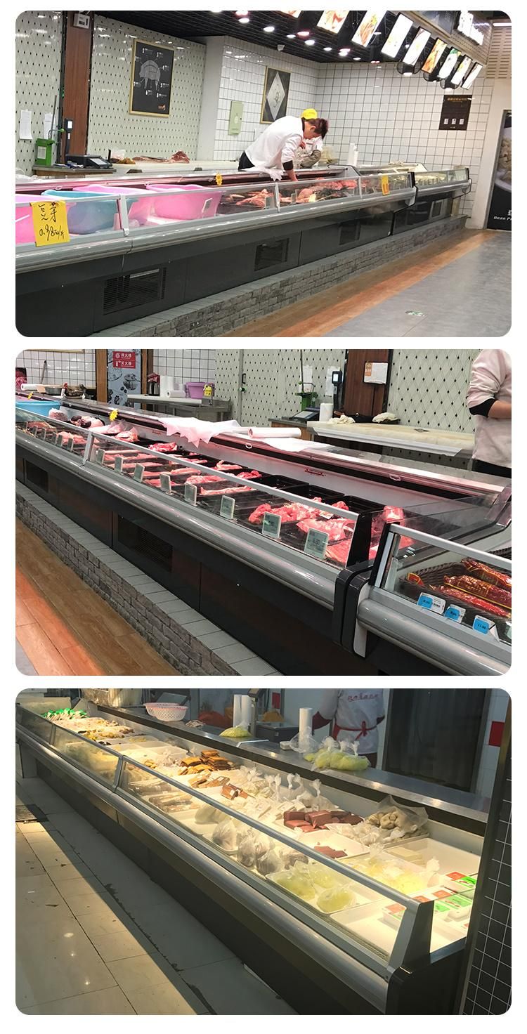 Commercial Supermarket Meat Refrigerator Showcase with Glass Door