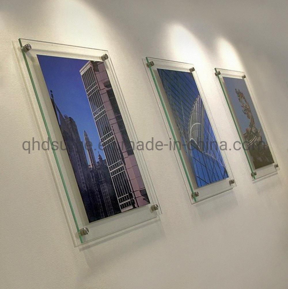 40X50cm, 120X60cm Large Glass Poster Frame Wall Mounted Safety Laminated Glass Frame