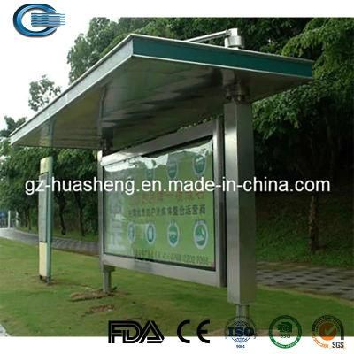 Huasheng China Bus Stand Supplier Metal Structure Bus Shelter Bus Stop Design Advertisement Accessories Heated Bus Shelters