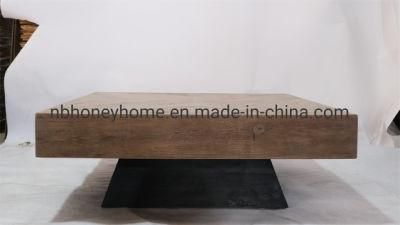 Natural Elm Top Black Elm Base New Design Coffee Table