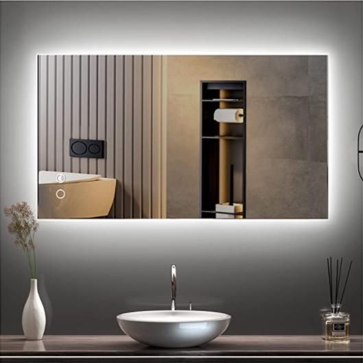 LED Mirror Bathroom Vanity Mirror, Wall Mounted Anti-Fog Dimmable Lights Makeup Mirror with Touch Switch