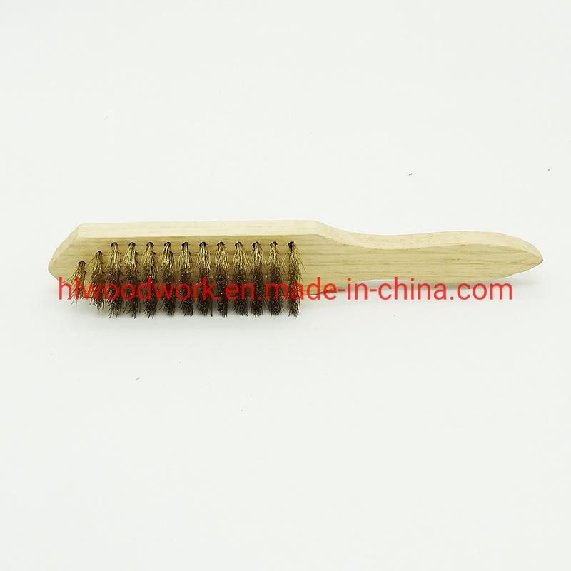 Brass Brush, Soft Brass Bristle Wire Brush, Wire Scratch Brush with Birchwood Handle Brass Bristle