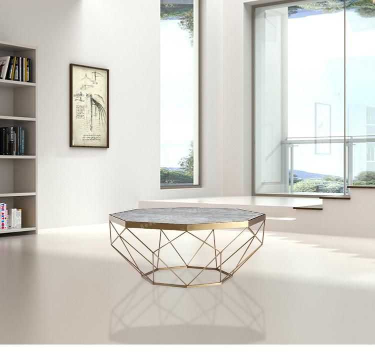 Modern Marble Diamond Shape Coffee Table for Living Room Furniture