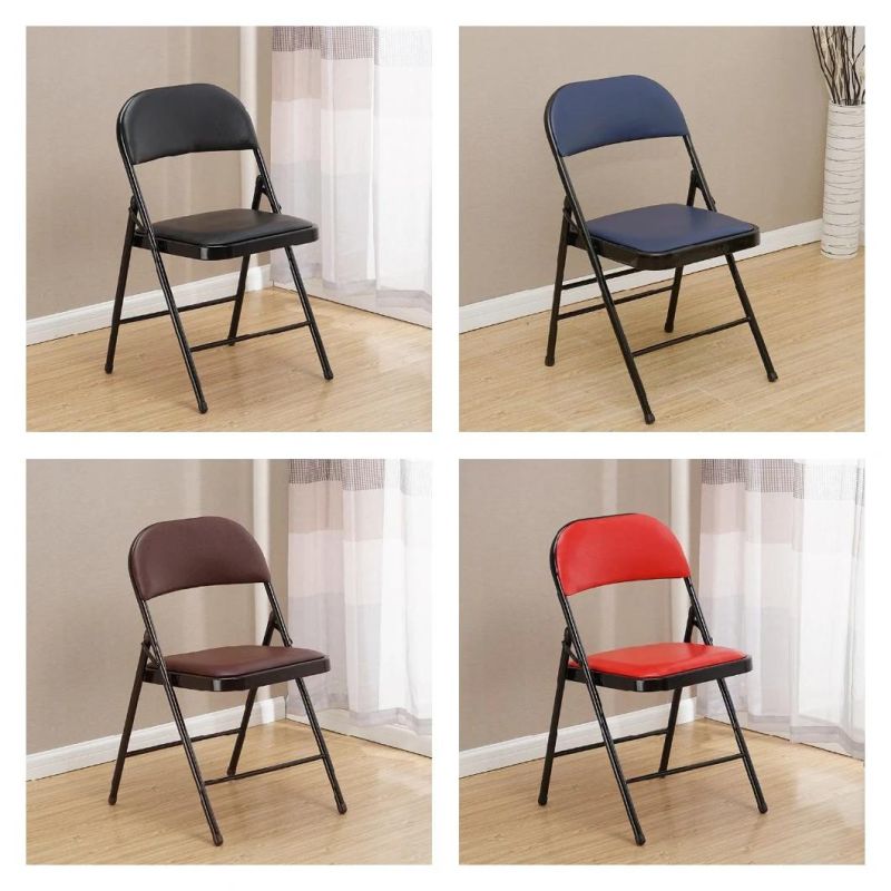 Free Sample Wholesale Steel with Powder Coated Comfortable Upholstered Folding Chair for Banquet