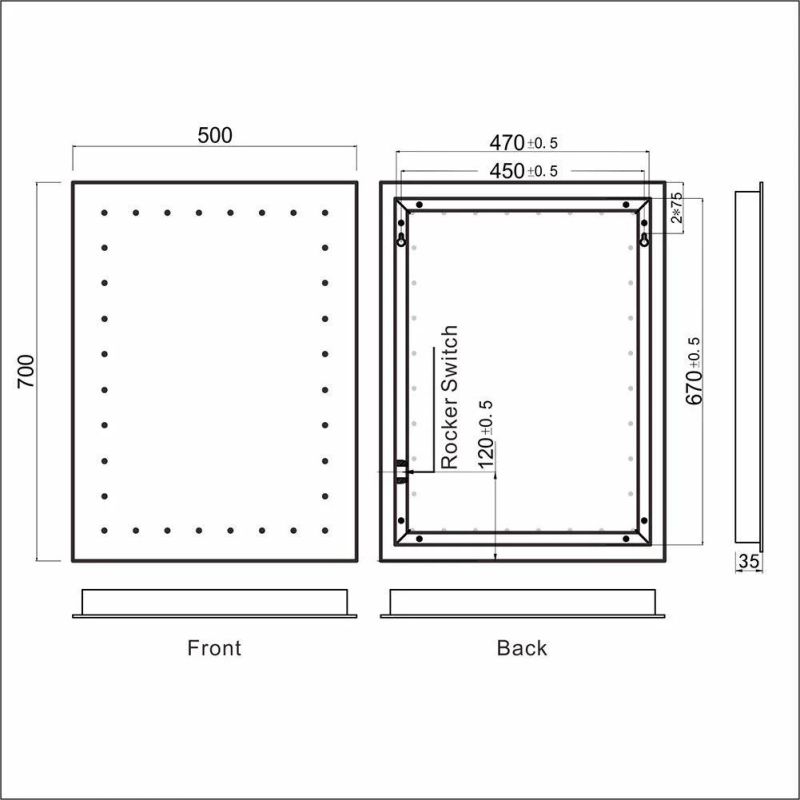 Sally Fog Free Makeup Decorative Glass Wall Mounted LED Backlit Waterproof Bathroom Mirror