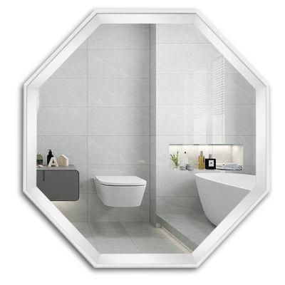 Creative Bathroom Interior Decor White Octagon Glass Mirror for Wall