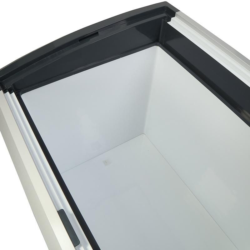 2022 Manfuactruer Sliding Curved Glass Door Mini Fridge Ice Cream Showcase Freezer Display Chest Freezer for Sale