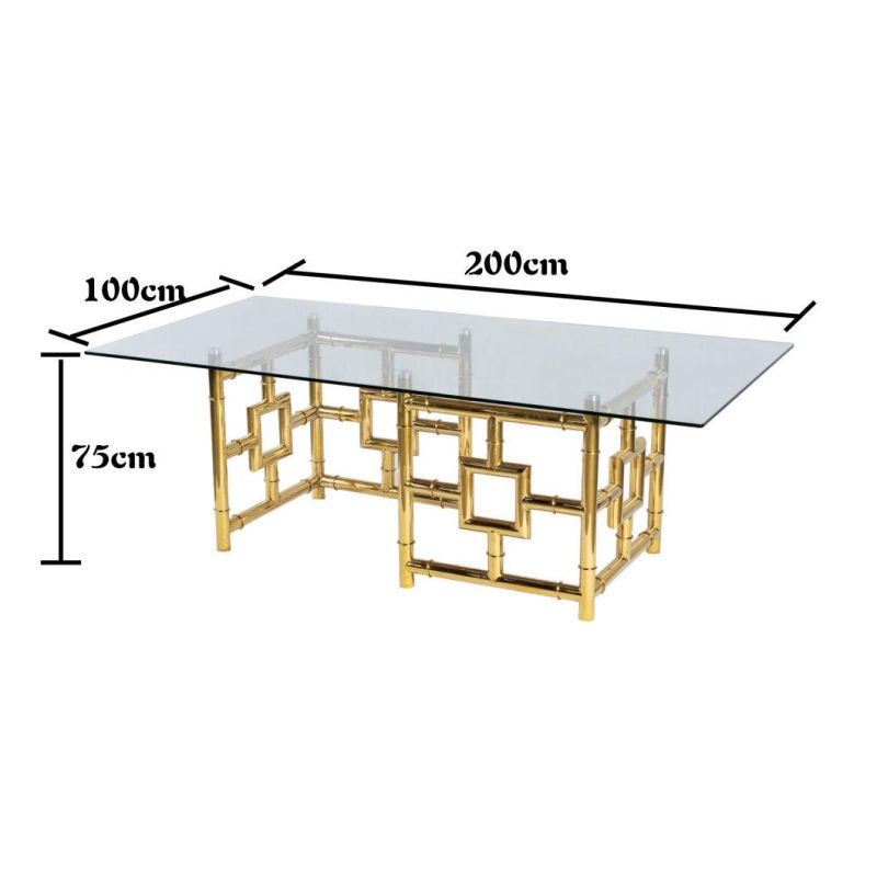 European Style 8 Seater Modern White Marble Dining Table for Home with Two Golden Stinaless Steel Feet