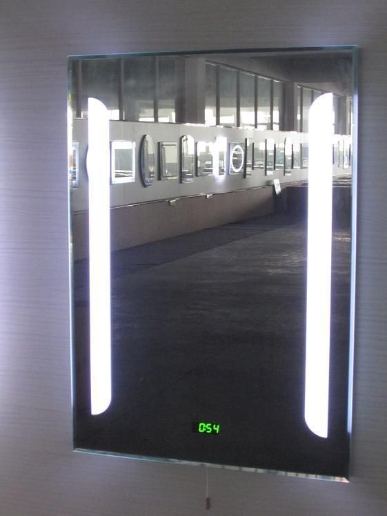 Modern Style Rectangular Time Display Mirror Bathroom Customized LED Backlit Defogger Smart Mirror