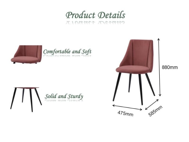Simple Hotel Luxury Design Furniture Metal Legs Velvet Fabric Leisure Dining Chair