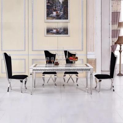 Restaurant Furniture Rectangle Marble Dining Table Macth 6 Seaters