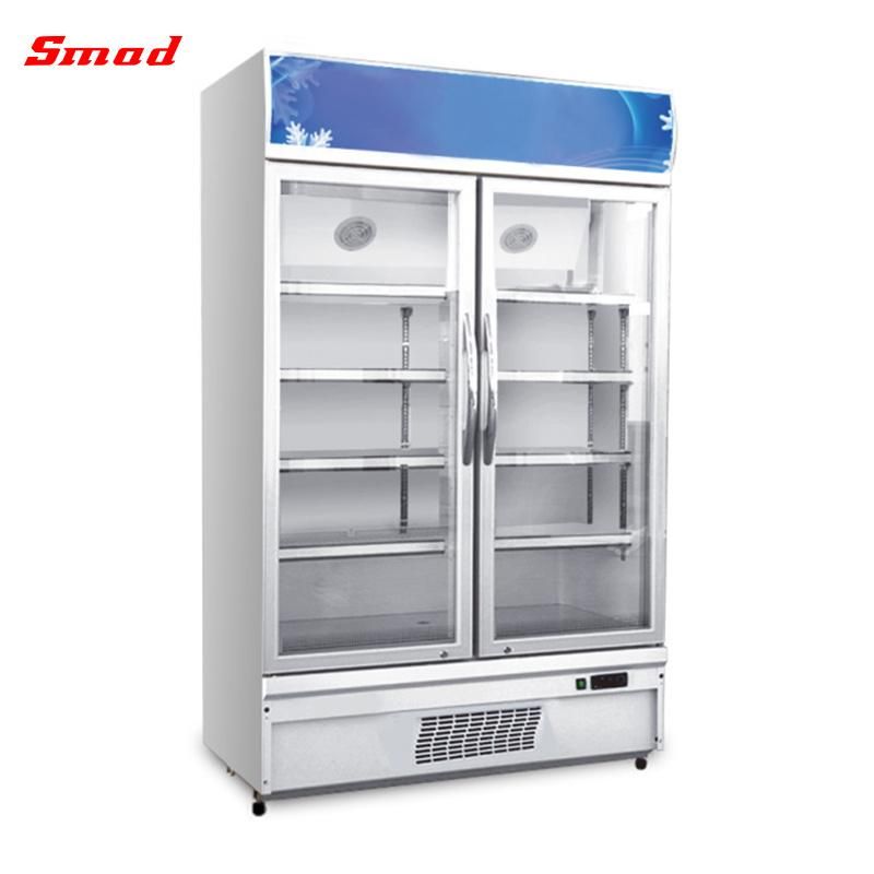 Smad Wholesales Price Big Capacity Double Glass Door Showcase