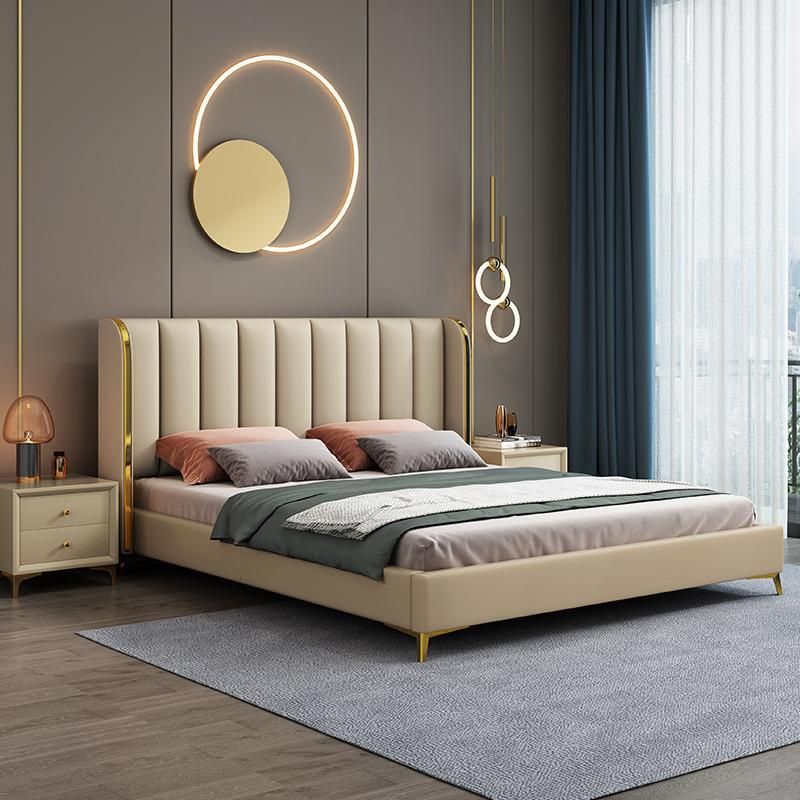 Hot Sale Latest Modern European Bedroom Furniture Set Luxury Design Leather Double King Size and Queen Size Bed