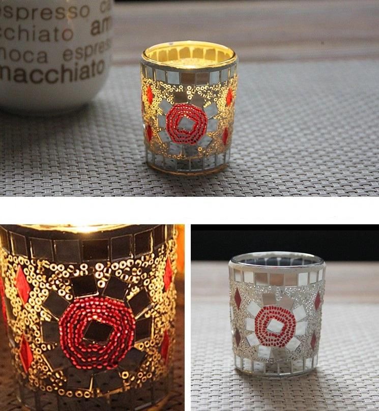 Mosaic Luxury Empty Glass Candle Jar Candle Holder for Decoration