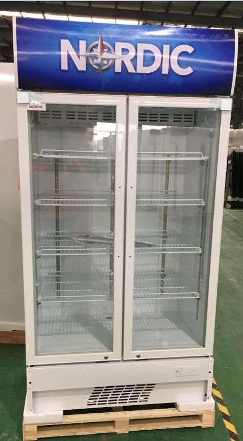 Double Glass Door Supermarket Refrigerator Showcase