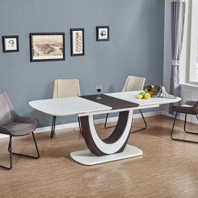 China Wholesale Dining Room Table Square White High Gloss Modern Design Extension MDF Dining Table