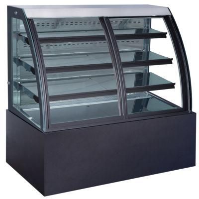 Front Curved Glass Cake Display Refrigerated Bread Counter Top Showcase