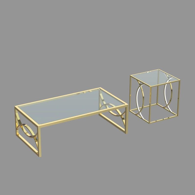 Modern Style Tempered Clear Glass Stainless Steel Mirror Console Table Luxury Gold Console Table Living Room Furniture