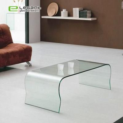 Simple Living Room Bent Glass Coffee Tea Table Design