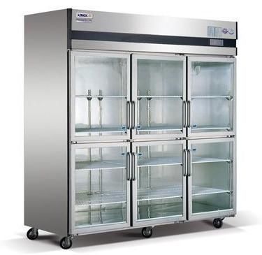 Hot Sale Stainless Steel Commercial Kitchen Cooling Glass Door Display Freezer with Ce UL RoHS