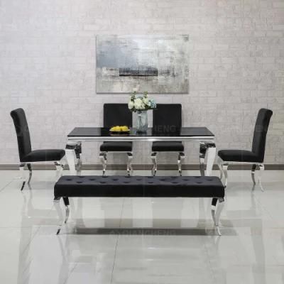 Modern Home Furniture Set Stainless Steel Marble Dining Room Table