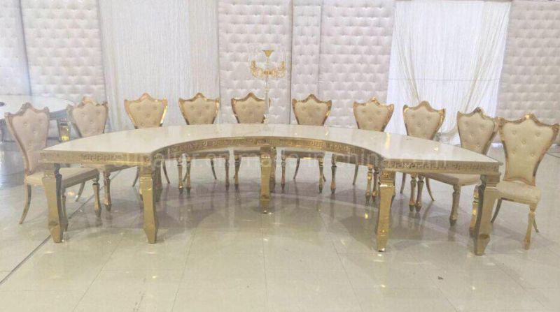 Luxury Furniture Gold Color S Shaped Wedding Banquet Dining Table