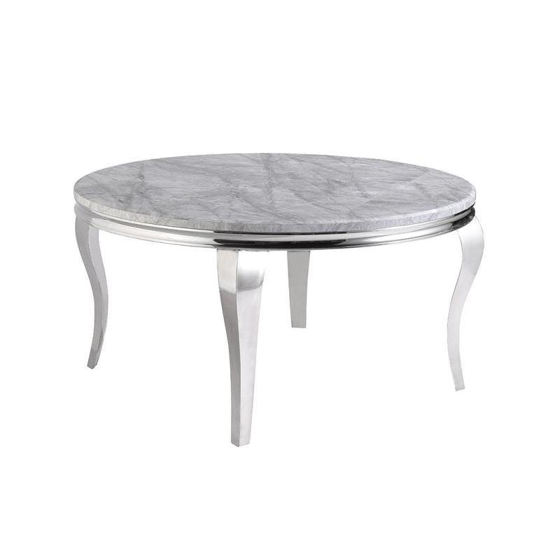 Factory Custom Tempered Glass or Marble Stainless Steel New Design Dining Table