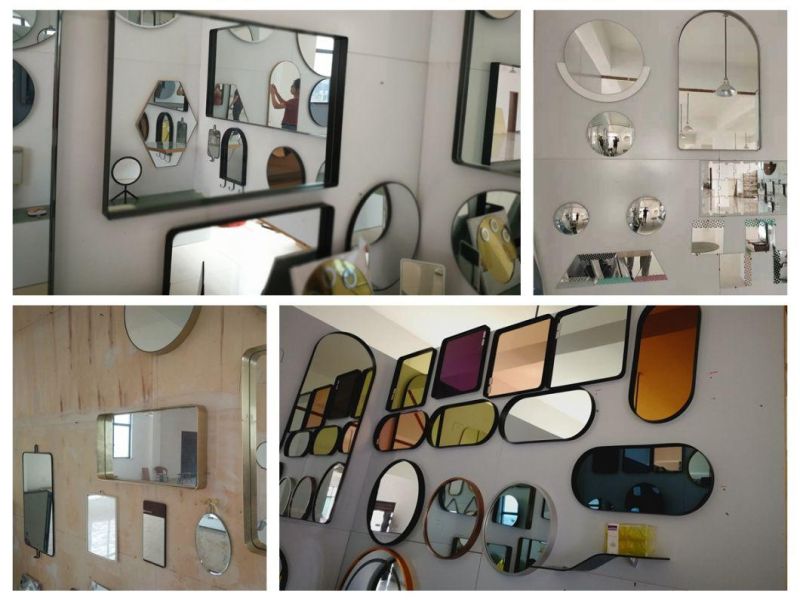 Wall Mounted Decoration Metal Frame Bathroom Mirror Vanity Top Bath Mirror