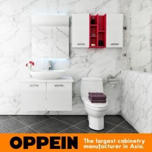 Oppein White Wooden Bathroom Vanity with Tempered Glass Top (OP15-130C)