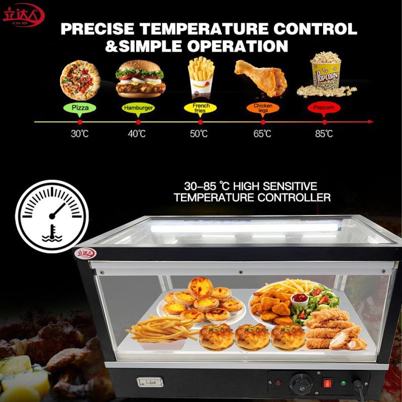 2022 Commercial Kitchen Equipment Buffet Equipment Food Warmer Glass Display Showcase