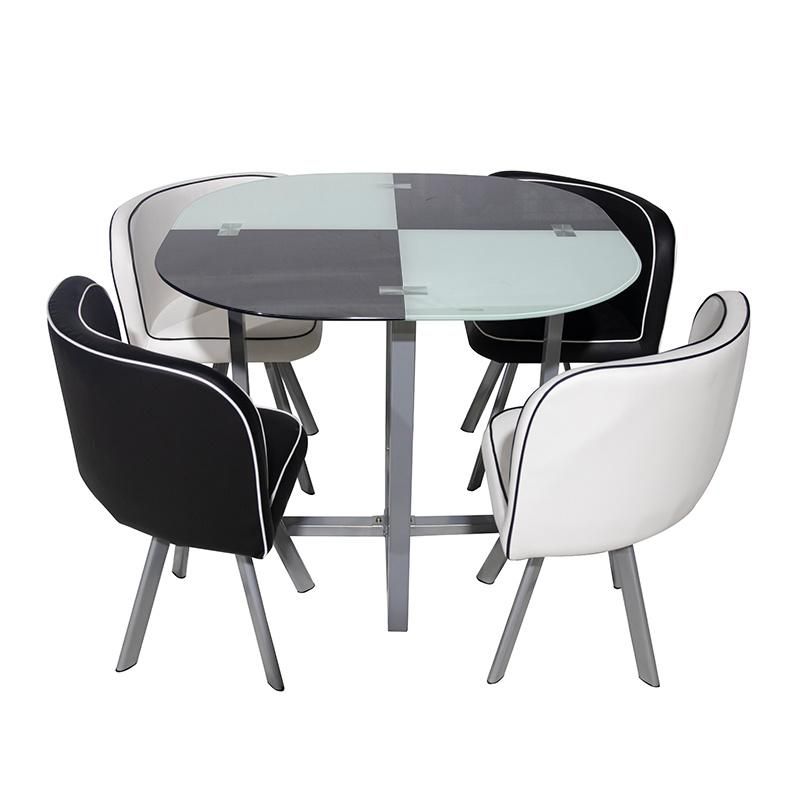 Dining Set Glass Top Table with Leather Chairs Kitchen Breakfast Furniture